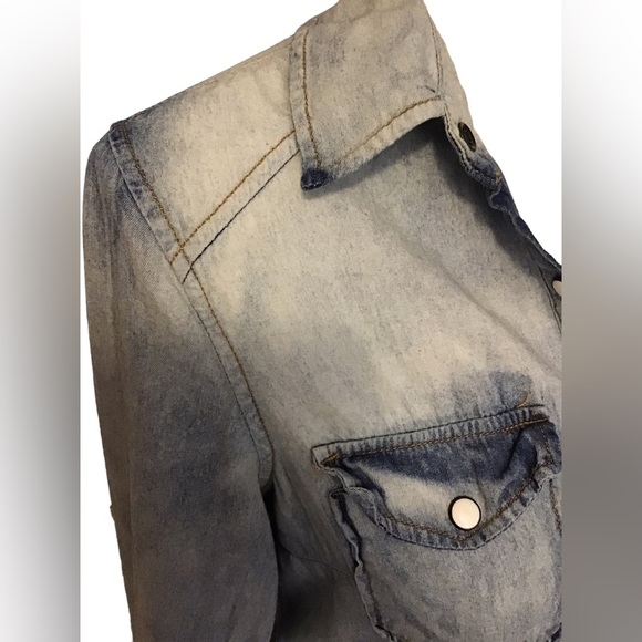 RED Snap acid washed western style button down shirt size Medium - Picture 6 of 9